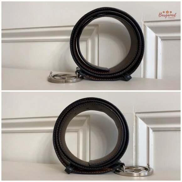 Auth Gucci Black Guccissima Leather Silver Interlocking G Buckle Belt 100/40 - Picture 9 of 13